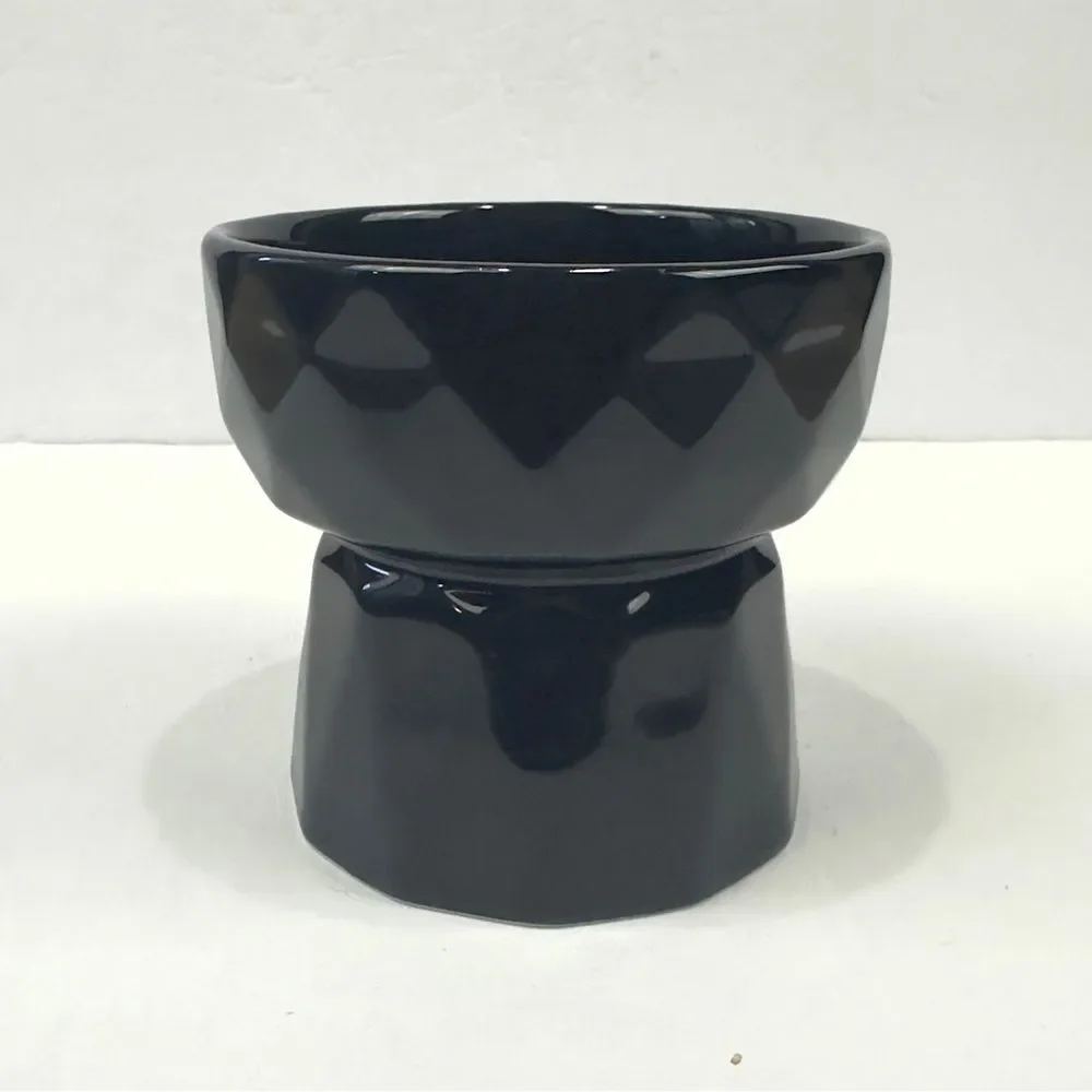 Ceramic raised pet food bowl black dog or cat